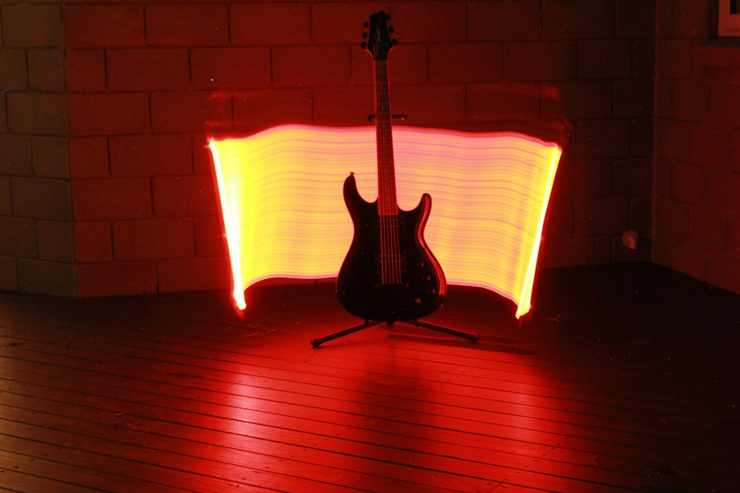 Studio stage with lighting and backdrop