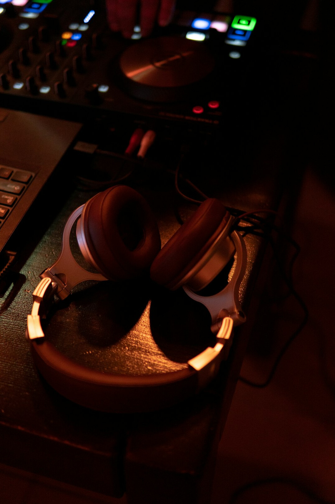 Audio mixing console in a control room