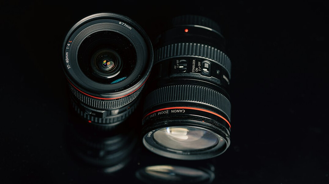 Professional camera lens close-up